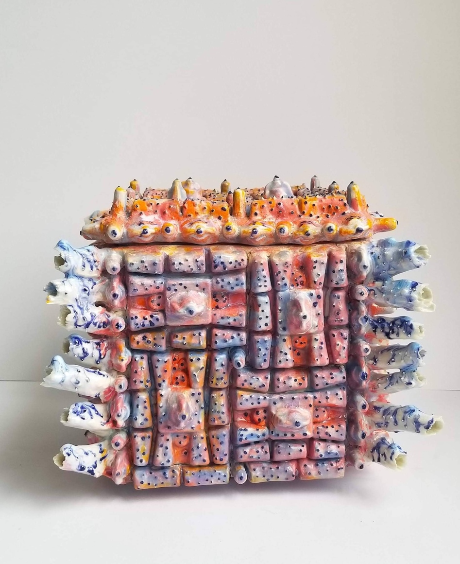 Kate Rusek, Home Grasses Diatom 3, 2024 
Porcelain glaze 12x12x10inches.