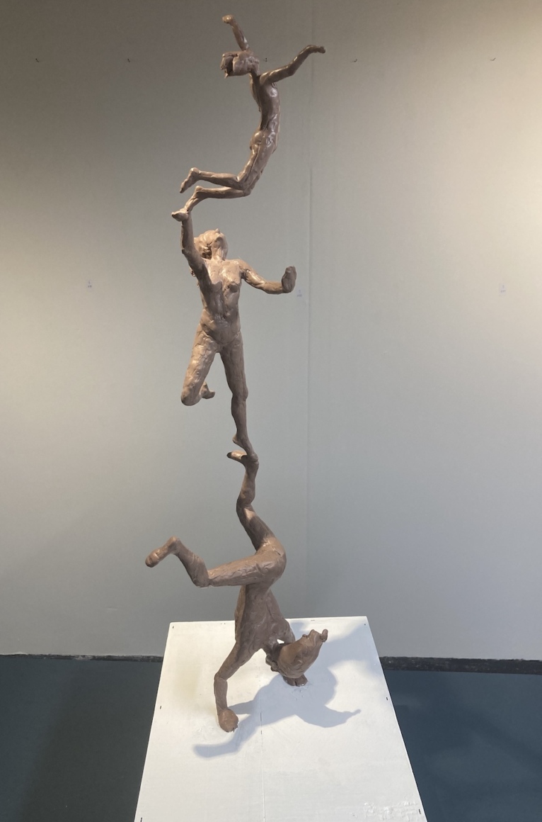 Órlaith Cullinane, The Quickening of the Muse, work in progress, clay model for Armagh County Museum bronze sculpture proposal, 2023