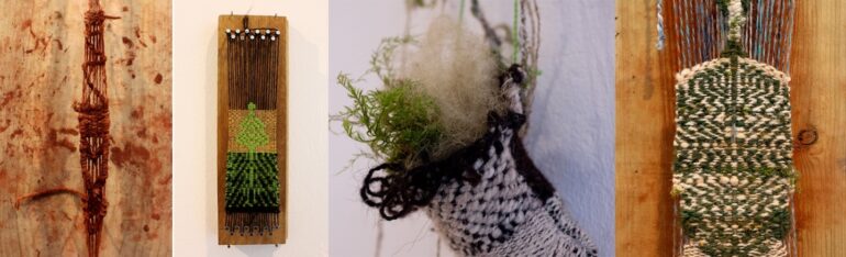Marta Romani &amp; Karl Logge, Rituals for land and sea, Dream of a sprout &amp; Seed, Nail looms, flax, wool, silk, golf filigree, moss. LSC 2025, photo credit: Logge-Romani &amp; Frank de Mol