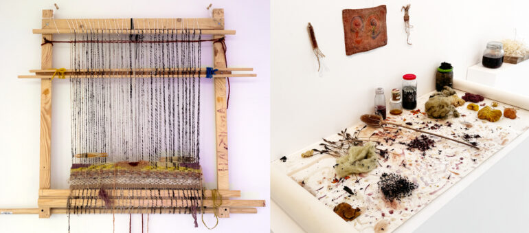 Marta Romani &amp; Karl Logge, Frame loom &amp; Cluainín landscape, Installation view, LSC 2025, photo credit: Frank de Mol &amp; Sean O'Reilly