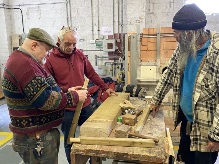 David Spence and North Leitrim Men's Shed making a Shaving Horse, LSC 2022