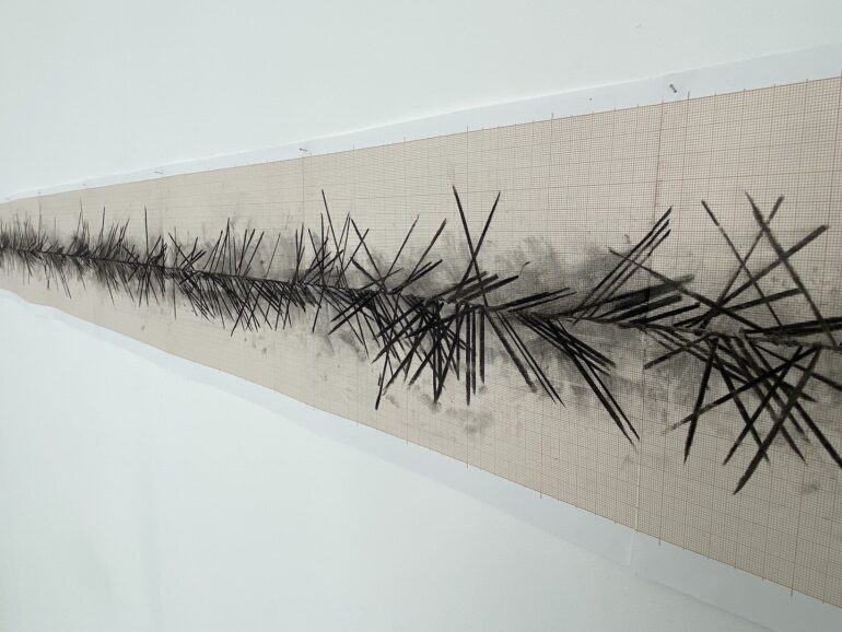 Felicity Clear, A Week in January Manorhamilton, charcoal on graph paper 2023.