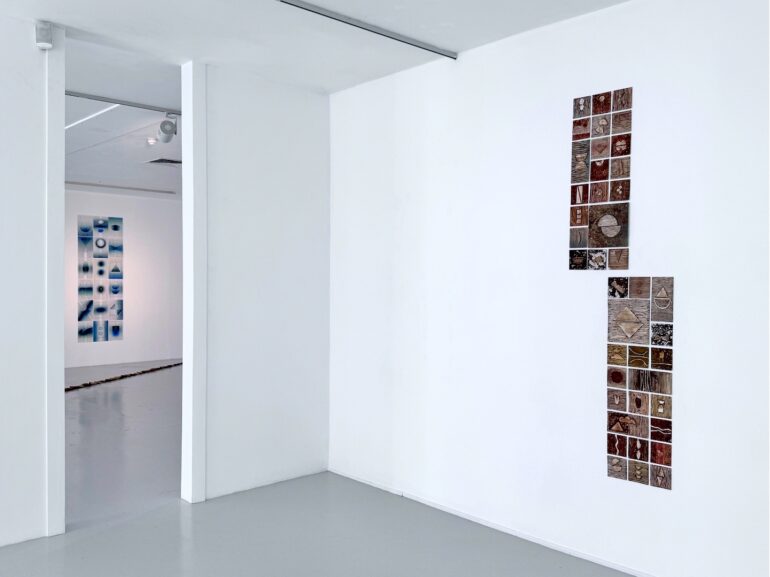 Hemant Rao, Archive, locally sourced soil collected during the residency, on mount boards, 15 × 96 inches, 2026.