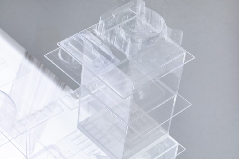 Mary Ruth Walsh, Cap a City 2, marker on lightbox and found packaging, photo: Eugene Lang, 2023