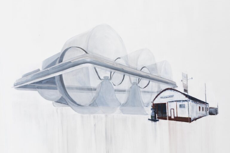 Mary Ruth Walsh, Thompsons Garage, acrylic on linen, photo Eugene Lang 2023